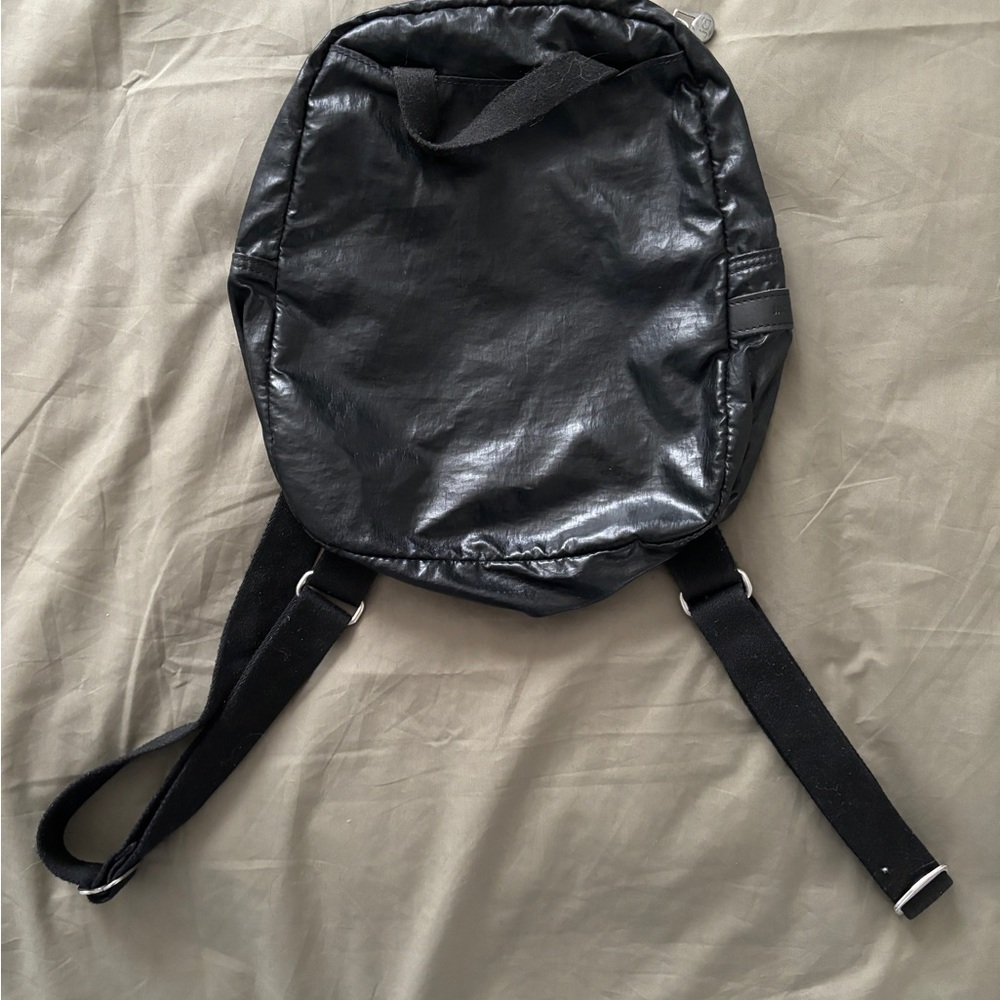 Black Faux Leather Backpack
